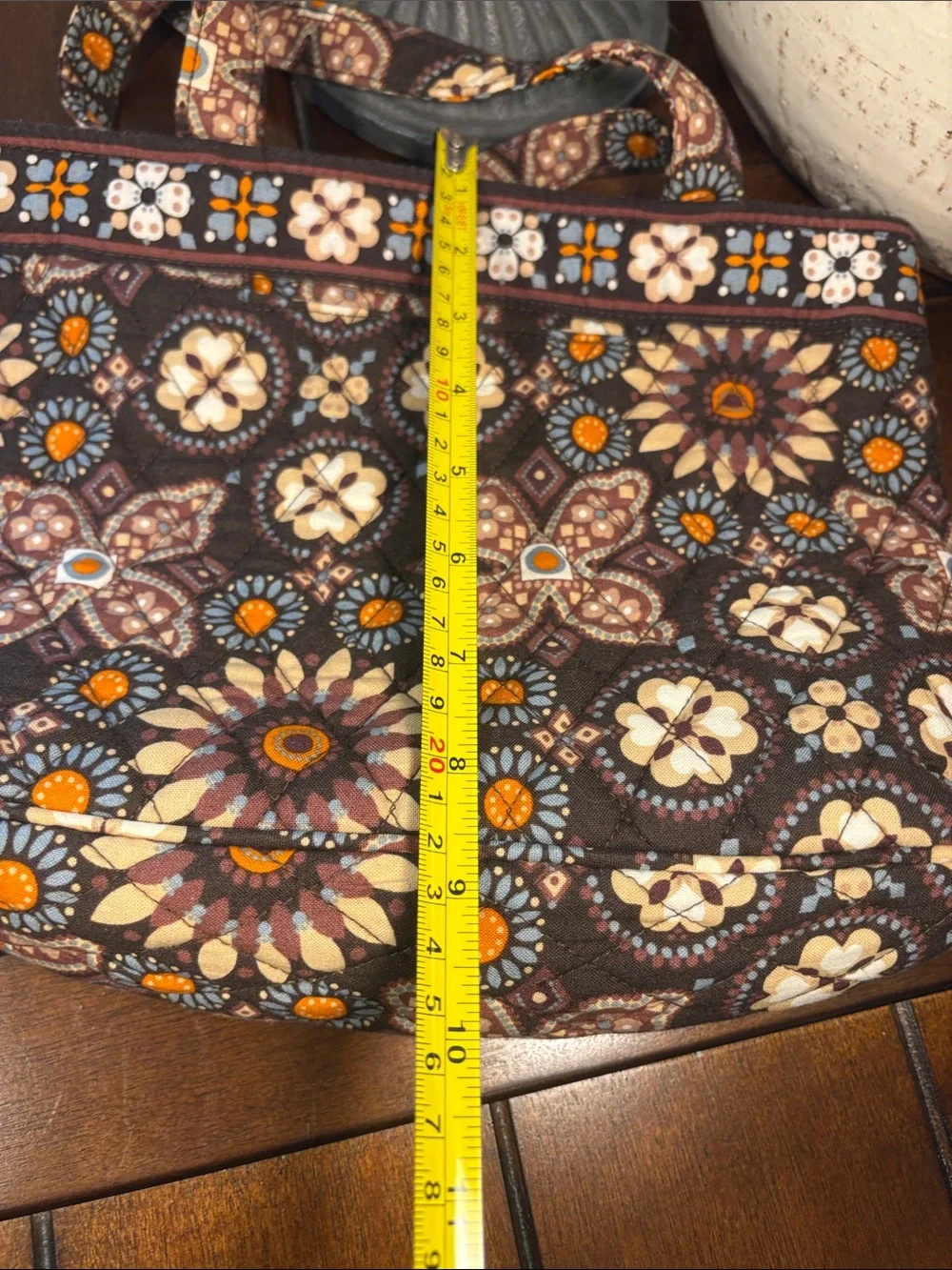 Vera Bradley Brown Floral Quilted Tote and Cosmetic Bag Set